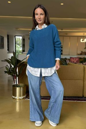 Made in Italy Conrad Body Skim Knit Jumper Deep Teal